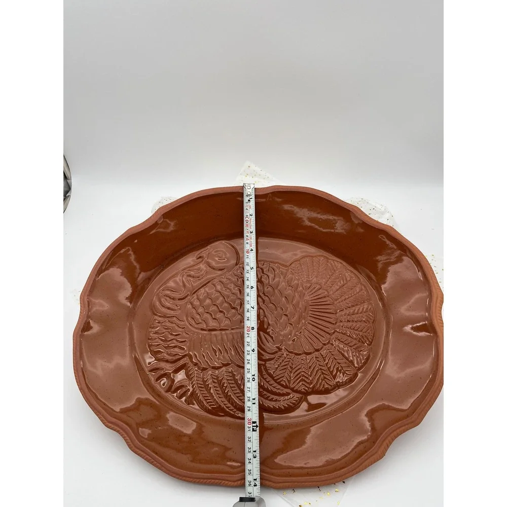 Unbranded Turkey Serving Platter Unisex Large Brown Excellent Terracotta USA